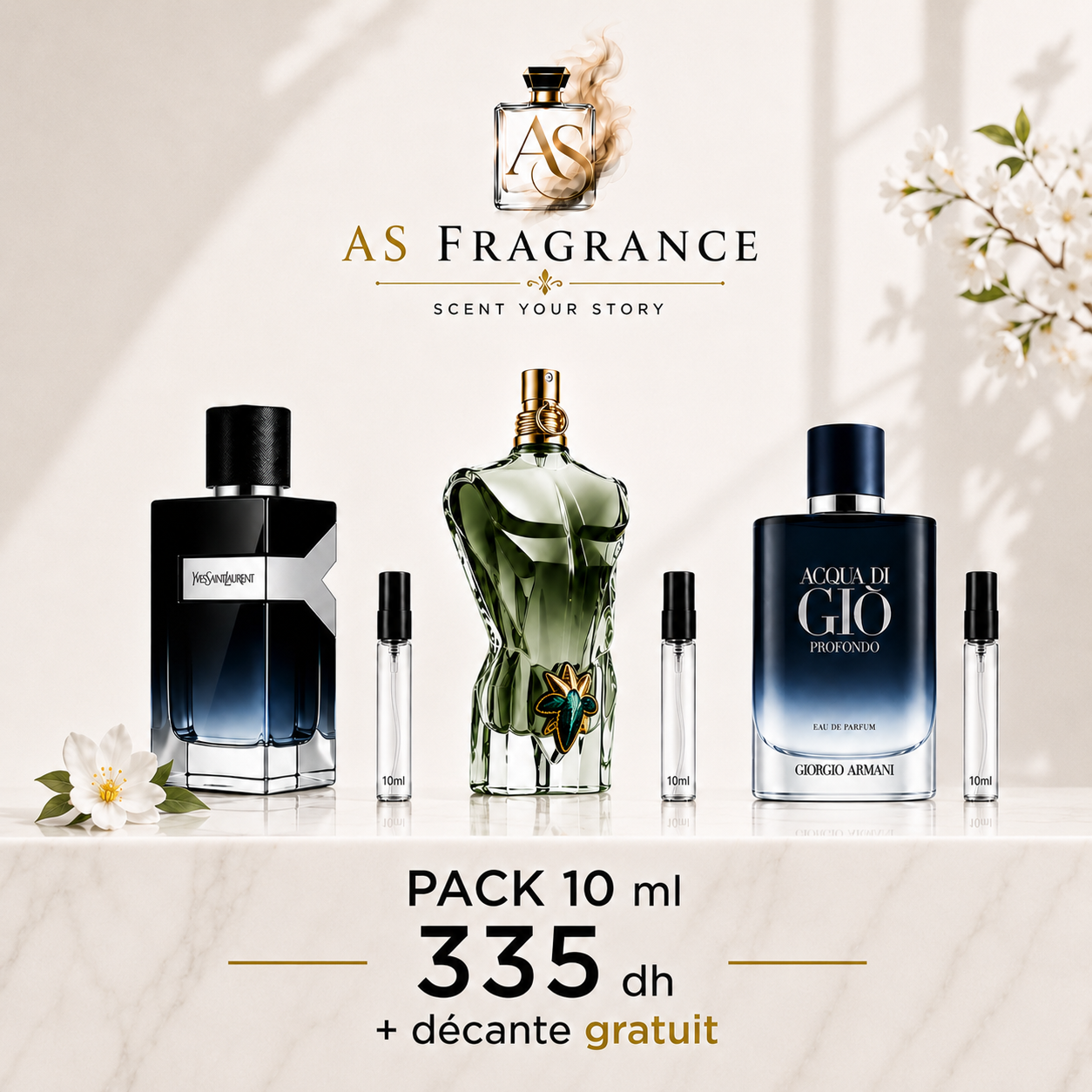 Y EDP + LE BEAU PARADISE GARDEN + ACQUA DI GIO PROFONDO + DECANTE GRATUIT